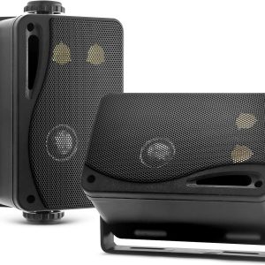 Pyle 3-way Mini Box Speaker System – 3.5 Inch 200 Watt Waterproof Marine Grade Mount Speakers – in a Heavy Duty ABS Enclosure Grill – Home, Boat, Poolside, Patio Indoor Outdoor Use (Black)