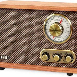 Victrola Retro Wood Bluetooth Radio with Built-in Speakers, Elegant & Vintage Design, Rotary AM/FM Tuning Dial, Wireless Streaming, Walnut