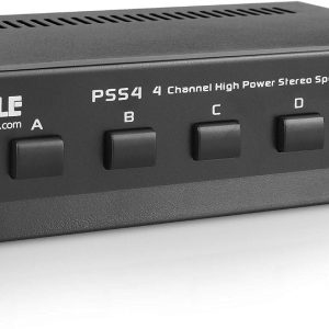Pyle Home 4-Zone Channel Speaker Switch Selector-Premium New & Improved Switch Box Hub, Distribution Box for Multi-Channel High Powered Stereo Amp A/B/C/D Switches, 4 Pairs Of Speakers, Black – PSS4