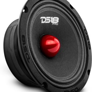 DS18 PRO-GM6.4B Midrange Loudspeaker 6.5″ Red Aluminum Bullet, 480W Max, 4 Ohms,1.5″ Kapton VC Premium Quality Audio Door Speakers for Car or Truck Stereo Sound System (1 Speaker)