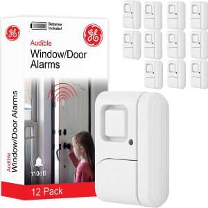 GE Personal Security Window and Door Alarm, 12 Pack, DIY Protection, Burglar Alert, Wireless Chime/Alarm, Easy Installation, Home Security, Ideal for Home, Garage, Apartment and More,White, 45989