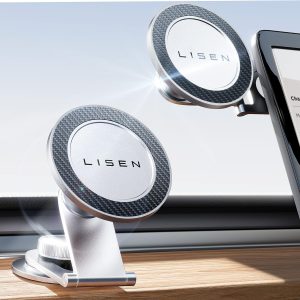 LISEN Tesla Phone Mount Holder [2024 Upgraded], Tesla Model 3 Y Phone Mount Holder, Adjustable Tesla Phone Mount Holder Model 3 Model Y for iPhone 15 Pro Max Plus 14 13, Tesla Model 3 Y Accessories