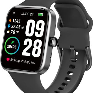 TOZO S2 44mm Smart Watch Alexa Built-in Fitness Tracker with Heart Rate and Blood Oxygen Monitor,Sleep Monitor 5ATM Waterproof HD Touchscreen for Men Women Compatible with iPhone&Android Black