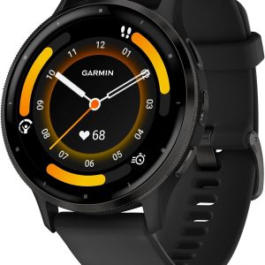 Garmin Venu 3 Slate Stainless Steel Bezel 1.4-Inch AMOLED Touchscreen Display Smart Watch with 45mm Black Case and Silicone Band