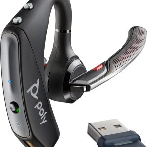 Plantronics by Poly Voyager 5200 UC Wireless Headset & Charging Case – Single-Ear Bluetooth Headset w/Noise-Canceling Mic – Connect Mobile/Mac/PC via Bluetooth – Works w/Teams, Zoom – (206110-102)