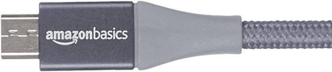Amazon Basics Micro USB to USB-A 2.0 Fast Charging Cable, Nylon Braided Cord, 480Mbps Transfer Speed, 6 Foot, Dark Gray
