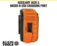 Klein Tools AEPJS1 Bluetooth Speaker, Wireless Portable Jobsite Speaker Plays Audio and Answers Calls Hands Free, IPX5, Worksite Ready