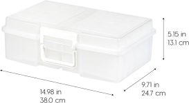 IRIS USA 4″ x 6″ Photo Storage Craft Keeper, 2 Pack, Main Container with 12 Organization Cases for Pictures, Crafts, Scrapbooking, Stationery Storage, Protection and Organization, Clear