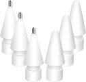 WONLEED 6 Pack Premium Tips for Apple Pencil 2nd 1st Generation, Replacement Paper Feel Apple Pencil 2nd Generation Tips for Apple Pen ipencil, Fine Point Metal Tip for ipad Pencil, 3 PCS+3 PCS, White