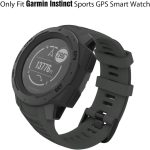 MoKo Watch Strap Compatible with Garmin Instinct Esports/Solar/Tactical/Tide Military Watch,Soft Silicone Adjustable Replacement Band Fit Garmin Instinct 2 Sports GPS Smart Watch – Graphit Gray