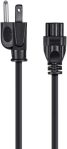 Monoprice Grounded AC Power Cord – 10 Amp, 125 Volt (NEMA 5-15P to IEC-320-C5), 18AWG, 3 Feet, Black