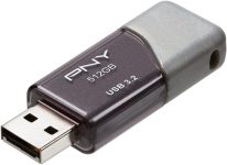 PNY 512GB Turbo Attaché 3 USB 3.2 Flash Drive – 100MB/s, Silver