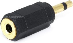 Monoprice 3.5mm TS Mono Plug to 3.5mm TRS Stereo Jack Adapter – Gold Plated, Black