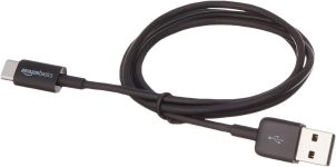 Amazon Basics USB-C to USB-A 2.0 Fast Charger Cable, 480Mbps Speed, USB-IF Certified, for Apple iPhone 15, iPad, Samsung Galaxy, Tablets, Laptops, 3 Foot, Black