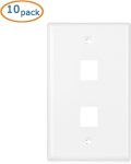 Cable Matters 10-Pack Low Profile 2-Port Keystone Jack Wall Plate, RJ45 Wall Plate for Keystone Jacks in White