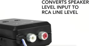 Scosche LOC2SL Line Output Converter Adjustable Amplifier Add On Module for Car Stereo, 2-Channel Signal Sensing Speaker Wire to RCA Adapter with Remote Control Knob, Black