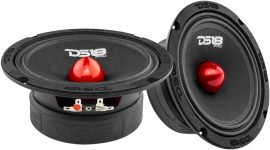 DS18 PRO-GM6.4B Midrange Loudspeaker 6.5″ Red Aluminum Bullet, 480W Max, 4 Ohms,1.5″ Kapton VC Premium Quality Audio Door Speakers for Car or Truck Stereo Sound System (1 Speaker)