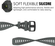MoKo Watch Strap Compatible with Garmin Instinct Esports/Solar/Tactical/Tide Military Watch,Soft Silicone Adjustable Replacement Band Fit Garmin Instinct 2 Sports GPS Smart Watch – Graphit Gray