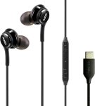 Samsung AKG Earbuds Original USB Type C in-Ear Earbud Headphones with Remote & Mic for Galaxy A53 5G, S22, S21 FE, S20 Ultra, Note 10, Note 10+, S10 Plus – Braided – Includes Velvet Pouch – Black