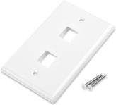 Cable Matters 10-Pack Low Profile 2-Port Keystone Jack Wall Plate, RJ45 Wall Plate for Keystone Jacks in White