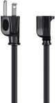 Monoprice 105296 1ft 16AWG Power Extension Cord Cable, 13A (NEMA 5-15P to NEMA 5-15R),Black – 13A