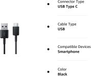 Samsung USB-C Data Charging Cable for Galaxy S9/S9+/Note 9/S8/S8+ – Black EP-DG950CBE- 100% Original – Bulk Packaging