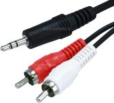 Monoprice Audio/Stereo Cable – Single 3.5mm TRS Plug to Dual RCA Plug, Mp3 Player/Phone Headphone Output to Home Audio System, 6 Feet, Black