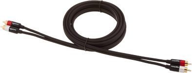 Amazon Basics 2 RCA Audio Cable for Stereo Speaker or Subwoofer with Gold-Plated Plugs, 8 Foot, Black