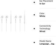 SAMSUNG (2 Pack) OEM Wired 3.5mm White Headset with Microphone, Volume Control, and Call Answer End Button [EO-EG920BW] for SAMSUNG Galaxy S6 Edge+ / S5, Galaxy Note 5/4 / Edge (Bulk Packaging)