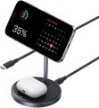 UGREEN 2-in-1 Magnetic Wireless Charging Station Compatible with iPhone 15 15 Plus 15 Pro 15 Pro Max 14 13 12 Series and AirPods Series, Wireless Charger with 3 FT USB-C Cable (No AC Adapter)