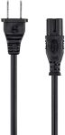 6ft 18AWG AC Power Cord Cable w/o Polarized, 10A (NEMA 1-15P to IEC-320-C7)