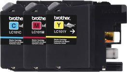 Brother Genuine Standard Yield Color Ink Cartridges, LC1013PKS, Replacement Color Ink Three Pack, Includes 1 Cartridge Each of Cyan, Magenta & Yellow, Page Yield Upto 300 Pages/Cartridge, LC101