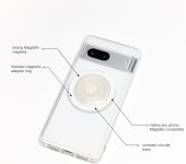PopSockets Phone Grip Compatible with MagSafe, Adapter Ring for MagSafe Included, Phone Holder, Wireless Charging Compatible – Clear