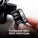 Lexar 128GB Professional 1667x SDXC Memory Card, UHS-II, C10, U3, V60, Full-HD & 4K Video, Up To 250MB/s Read, for Professional Photographer, Videographer, Enthusiast (LSD128CBNA1667)