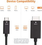 Amazon Basics Premium Aluminum USB-C to HDMI Cable Adapter (Thunderbolt 3 Compatible) 4K@60Hz, 3-Foot, Black