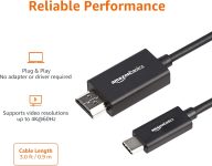 Amazon Basics Premium Aluminum USB-C to HDMI Cable Adapter (Thunderbolt 3 Compatible) 4K@60Hz, 3-Foot, Black