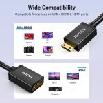 UGREEN Mini HDMI to HDMI Adapter 4K 60Hz Mini HDMI Male to HDMI Female Compatible with Raspberry Pi, Portable Monitors, DSLR Cameras, Camcorders, Laptops, Projectors, Tablets Graphics Cards 0.6FT