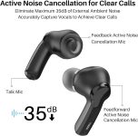 TOZO NC2 Hybrid Active Noise Cancelling Wireless Earbuds, in-Ear Detection Headphones, IPX6 Waterproof Bluetooth 5.3 Stereo Earphones, Immersive Sound Premium Deep Bass Headset Matte Black