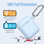 MHYALUDO AirPods Case Cover, Military Grade Anti-Fall Soft Silicone Shock-Absorbing Protective AirPods 2&1 Generation Case Skin Touch with Keychain and Cleaning kit, Front LED Visible, Sky Blue