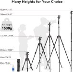 SmallRig CT-10 Camera Tripod, 71″ Foldable Aluminum Tripod & Monopod, 360°Ball Head Detachable, Payload 33lb, Adjustable Height from 16″ to 71″ for Camera, Phone-3935