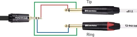 Cable Matters 3.5mm TRS to Dual 6.35mm TS Breakout Cable 6 ft, 1/8 to 1/4 Stereo Cable, Y Splitter 3.5mm to 1/4 Cable, 1/4 to 1/8 Audio Cable – 6 Feet