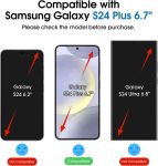 amFilm 2+2 Pack Auto-Alignment OneTouch for Samsung Galaxy S24 Plus/ S24+ 6.7″ Screen Protector Tempered Glass + Camera Lens Protector, 30 Seconds Installation, 9H Hardness, Case Friendly Bubble Free