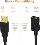 Amazon Basics USB-A 2.0 Extension Cable, for Printer, Mouse or Keyboard, Male to Female, 480Mbps Transfer Speed, 6.5 Foot, Black