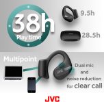 JVC New Nearphones Open Ear True Wireless Headphones with 16mm Large Drivers for Powerful Sound, Single Ear use, Compact Size, and Long Battery Life (up to 38 Hours) – HANP50TB (Black)