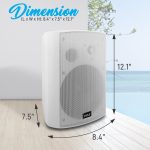 Outdoor Wall-Mount Patio Stereo Speaker – Waterproof Bluetooth Wireless & No Amplifier Needed – Portable Electric Theater Sound Surround System – Pyle PDWR61BTWT