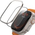 Lamicall Titanium Screen Protector for Apple Watch Ultra 2/Ultra – [Enjoy Original Beauty] Aviation Titanium Bumper Frame Case Cover, 2Pack Tempered Glass Film [Sensitive Touch] for iWatch Ultra 49mm