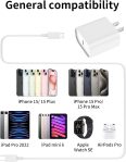 Phone 15 Charger Fast Charging, [MFi Certified] 2 Pack 20W PD USB C Wall Charger Block with 6ft USB-C to C Cable for Phone 15Pro/Plus/Pro Max, iPad Pro 12.9/11 inch, iPad Air 5th/Mini and More