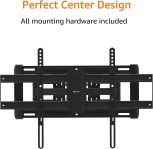 Amazon Basics Heavy Duty Dual Arm, Full Motion Articulating TV Mount for 37″ to 80″ TVs up to 132 lbs, Fits LED LCD OLED Flat Curved Screens, Black