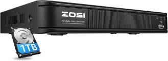 ZOSI H.265+ 5MP 3K Lite 8 Channel CCTV DVR Recorder, AI Human Vehicle Detection, Alert Push, Hybrid Capability 4-in-1(Analog/AHD/TVI/CVI) Full 1080p HD Surveillance DVR for Security Camera (1TB HDD)