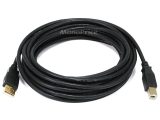 Monoprice USB-A Male to USB-B Male 2.0 Cable – 28/24AWG, Shielded, Gold Plated, 15 Feet, Black